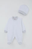Breeze Erkek Bebek Patikli Tulum Nokta Desenli 0-6 Ay, Beyaz