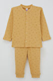 Breeze Erkek Bebek Pijama Takımı Mini Geometrik Şekiller 4 Ay-1 Yaş, Hardal Sarı