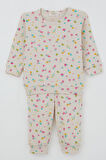 Breeze Kız Bebek Pijama Takımı Omuzdan Patlı Renkli Çiçek Desenli 4 Ay-1 Yaş, Krem