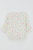 Breeze Kız Bebek Pijama Takımı Omuzdan Patlı Renkli Çiçek Desenli 4 Ay-1 Yaş, Ekru