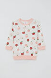Breeze Kız Bebek Pijama Takımı Omuzdan Patlı Sevimli Minik Elma Desenli 4 Ay-1 Yaş, Ekru