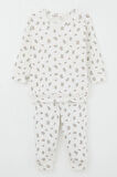 Breeze Kız Bebek Pijama Takımı Omuzdan Patlı Çiçek Desenli 4 Ay-1 Yaş, Ekru