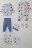Breeze Erkek Bebek Hastane Çıkışı 8 Li Ahbap Köpekçikler Desenli 0-3 Ay, Beyaz