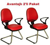 Türksit Kozmo Şef Bekleme Koltuğu Avantajli 2'Li Paket Z Ayak Kirmizi
