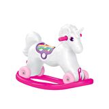 Dolu Unicorn Sallanan Tekerlekli At Pembe
