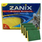 Zanix 4'lü Bulaşık Süngeri Extra Güçlendirilmiş (11x15 cm.)