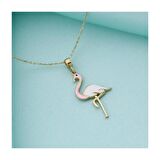 14 Ayar Altın Mineli Flamingo Kolye 