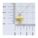 Kristal İşlemeli Altın Kalp Kolye