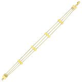 22 Ayar Altın Üç Sıra Pullu Bileklik