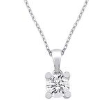 0.15ct Karat E-F VS Pırlanta Yuvarlak Tırnak Tektaş Kolye