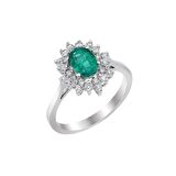 0.30 Karat Pırlantalı Oval Zümrüt Yüzük PY050-1