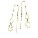 Oval Sedef Altın Sallantılı Küpe