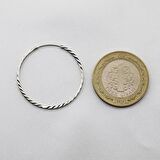Yelpaze Kalemli Beyaz Altın Halka Küpe (Çapı: 3.5cm)