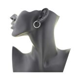 Yelpaze Kalemli Beyaz Altın Halka Küpe (Çapı: 2.20cm)