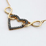 Sonsuz Sevgi Siyah Pırlanta Altın Kolye 