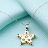 14 Ayar Altın Çift Kat Yıldız Kolye