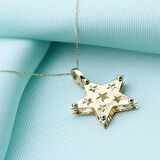 14 Ayar Altın Çift Kat Yıldız Kolye