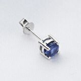 18 Ayar Altın 0.64 Karart Safir Tektaş Tek Küpe (Çift Değildir)