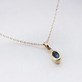 Tek Oval Safir Kolye