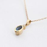 Tek Oval Safir Kolye
