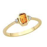 0.29 Karat Baget Citrin 0.03 Karat Pırlanta Yüzük