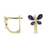 Kelebek Klipsli Altın Çocuk Küpe