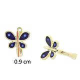 Kelebek Klipsli Altın Çocuk Küpe