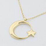 Altın Ay Yıldız Kolye