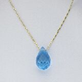 Doğal Blue Topaz Damla Kolye 