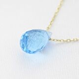 Doğal Blue Topaz Damla Kolye 