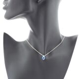 Doğal Blue Topaz Damla Kolye 