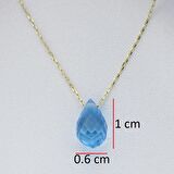 Doğal Blue Topaz Damla Kolye 