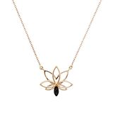 Siyah Pırlanta Lotus Çiçeği Kolye