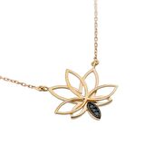 Siyah Pırlanta Lotus Çiçeği Kolye