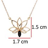 Siyah Pırlanta Lotus Çiçeği Kolye