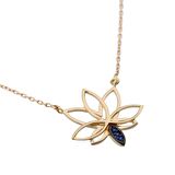 Safir Lotus Çiçeği Kolye