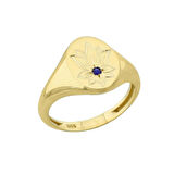 Safir Taşlı Lotus Çiçeği Altın Yüzük