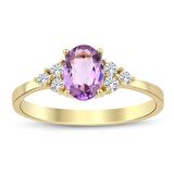 Oval Ametist Taslı Tasarım Pırlanta Yüzük