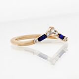 Pırlanta - Safir Tasarım Eklem Yüzük