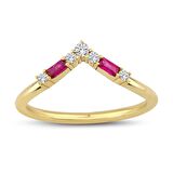  Pırlanta - Yakut Tasarım Eklem Yüzük