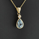 Akuamarin  Damla Tektaş Kolye