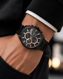 Ferrucci Erkek Kol Saati 43 mm Siyah Çelik Kordon Mineral Cam Takvimli