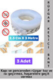 Premium Kapı Altı Pencere Rüzgar Toz Isı Böcek Haşere Önleyen Rüzgar Kesici Bant 3 Metre 3 Adet