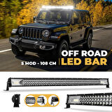 Off Road Led Bar 3 Sıra 108 Cm 540 Watt Beyaz Sarı Mod