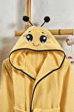 %100 Pamuk Bebek Çocuk Bornozu Kapüşonlu Nakışlı Hayvan Figürlü Bornoz