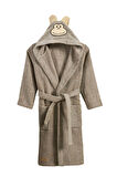 %100 Pamuk Bebek Çocuk Bornozu Kapüşonlu Nakışlı Hayvan Figürlü Bornoz