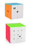 Qiyi 2x2 4x4 Stickerless Zeka Küpü Akıl Küpü Rübik Küp Seti