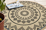 Eko Brooklyn Hasır Görünümlü Kaymaz Dokuma Modern Yuvarlak Kilim BRK08 Siyah