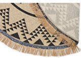 Eko Brooklyn Hasır Görünümlü Kaymaz Dokuma Modern Yuvarlak Kilim BRK08 Siyah
