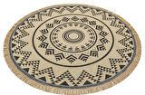 Eko Brooklyn Hasır Görünümlü Kaymaz Dokuma Modern Yuvarlak Kilim BRK08 Siyah